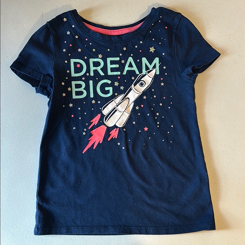 Kids Navy Blue 'Dream Big' Rocket T-Shirt